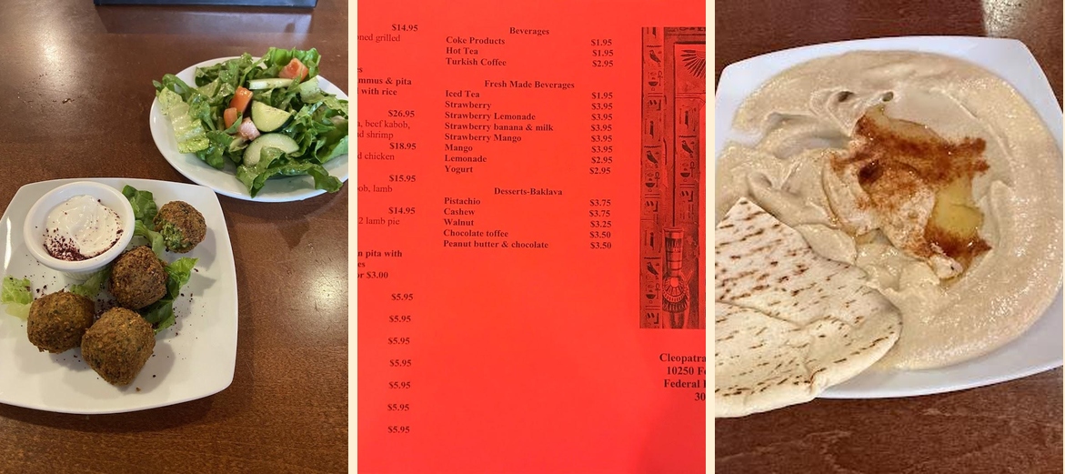 Cleopatra Grill and Hummus Menu